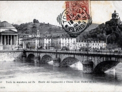 Torino Ponte in muratura sul Po Monte dei Cappuccini e Chiesa Gran Madre di Dio