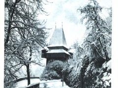 Graz im Schnee Uhrturm am Schlossberg