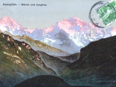 Alpenglühn Mönch und Jungfrau
