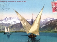 Barques du Lac Leman et la Dent du Midi