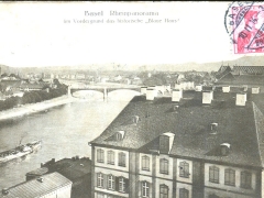 Base Rheinpanorama im Vordergrund das historische Blaue Haus