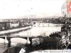 Basel Generalansicht der 3 Rheinbrücken