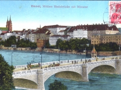 Basel Mittlere Rheinbrücke mit Münster