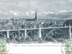 Bern Blick auf Stadt und Alpen vom Kursaal Schänzli aus gesehen