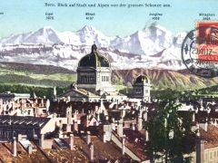Bern Blick auf Stadt und Alpen von der grossen Schanze aus