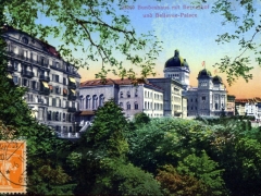 Bern Bundeshaus mit Bernerhof und Bellevue Palace