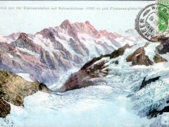 Blick von der Eismeerstation auf Scheckhärner und Finsteraargletscher