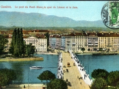 Geneve Le pont du Mont Blanc le quai du Leman et le Jura
