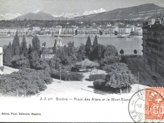 Geneve Place des Alpes et le Mont Blanc