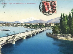 Geneve Pont du Mont Blanc et Ile Roisseau