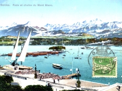 Geneve Rade et chaine du Mont Blanc