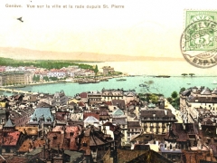 Geneve Vue sur la ville et la rade depuis St Pierre