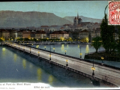 Geneve et Pont du Mont Blanc Effet du nuit