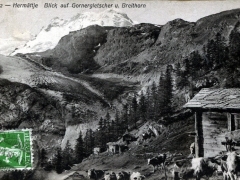 Hermättje Blick auf Gornergletscher u Breithorn
