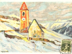Kirche von Lavin Künstlerkarte
