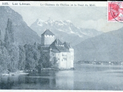 Lac Leman Le Chateau de Chillon et la Dent du Midi
