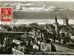 Lausanne Pont Bessieres Cathedrale et les Alpes