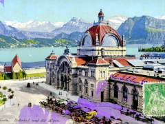 Luzern Bahnhof und die Alpen