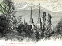 Luzern Hofkirche und Pilatus