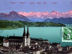 Luzern Hofkirche und die Alpen