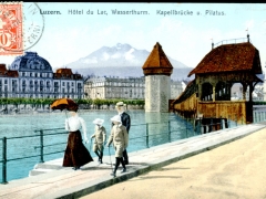Luzern Hotel du Lac Wasserthurm Kapellbrücke u Pilatus