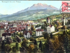 Luzern Museggtürme und Pilatus