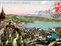 Luzern mit Rigi v d Musegg aus