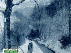 Paysage d'hiver a Aigie Le Sentier de la Grande Eau et le Chamonssaire