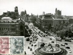 Madrid Panoramica de la Plaza de la Cibeles y calle de Alcala