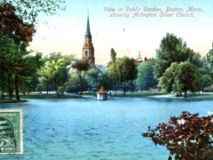 Boston View in Public Garden showing Arlington Street Church