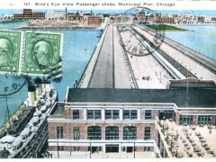 Chicago Bird's Eye View Passenger sheds Municipal Pier