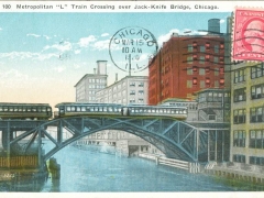 Chicago Metropolitan L Train Crossing over Jack Knife Bridge