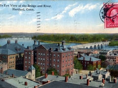Hartford Bird's Eye View of the Bridge and River