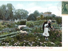 Hollywood Paul de Longpre and daughter in his garden