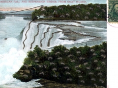 Niagara Falls Amarican Fall and Suspension Bridge from Goat Island